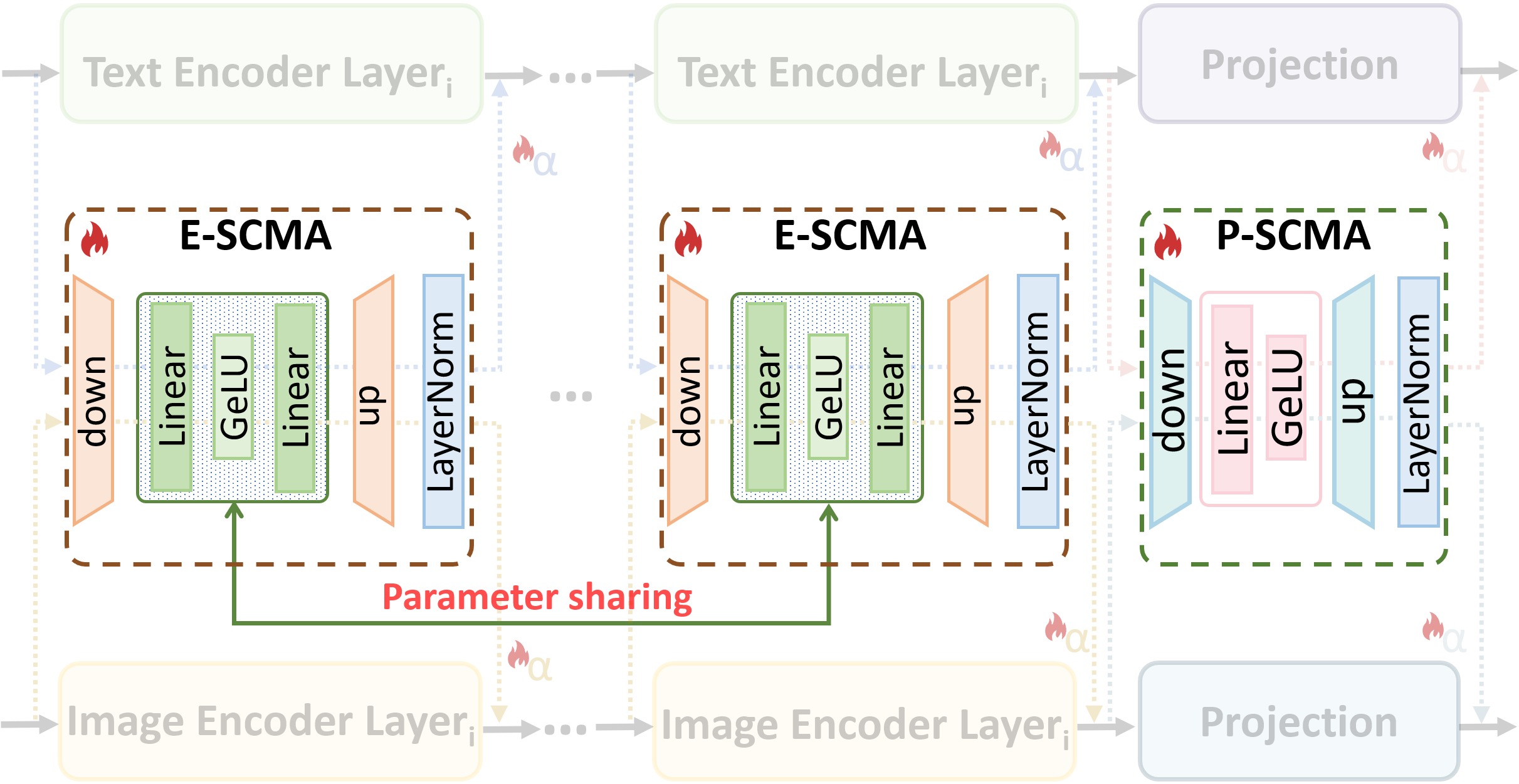 Architecture of the Shared Cross-Modal Adapter.